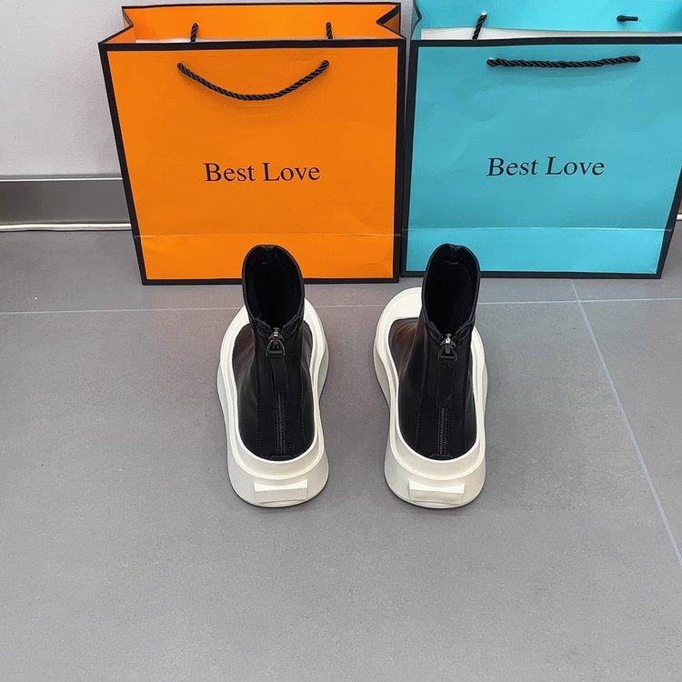 2025 New Platform Women Ankle Boots High Quality Soft Leather Autumn Winter Ladies Thick Sole Casual Shoes Female Botas De Mujer