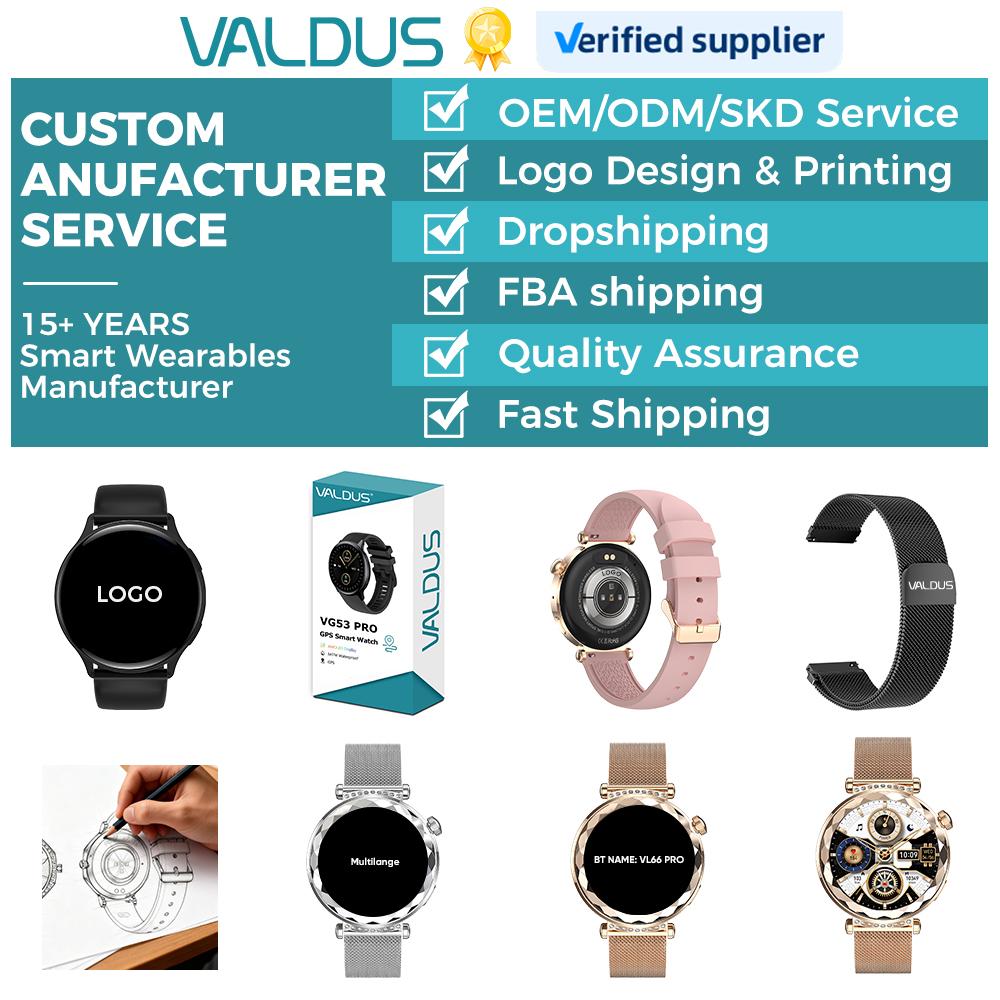 VALDUS ODM/OEM VS13 Blood Oxygen Blood Pressure Health Monitoring Fitness Tracker Watch AI Voice Assistant Fashion SmartWatch