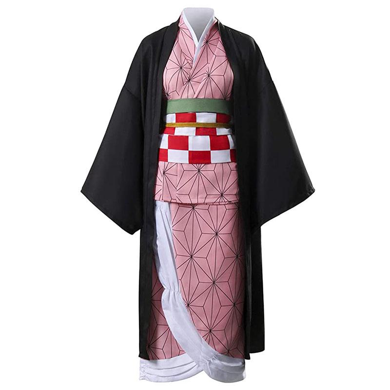Kamado Nezuko Cosplay Anime Nezuko Cosplay Costume Kimono Haori Wig Suit Adult Boys Halloween Carnival Costumes