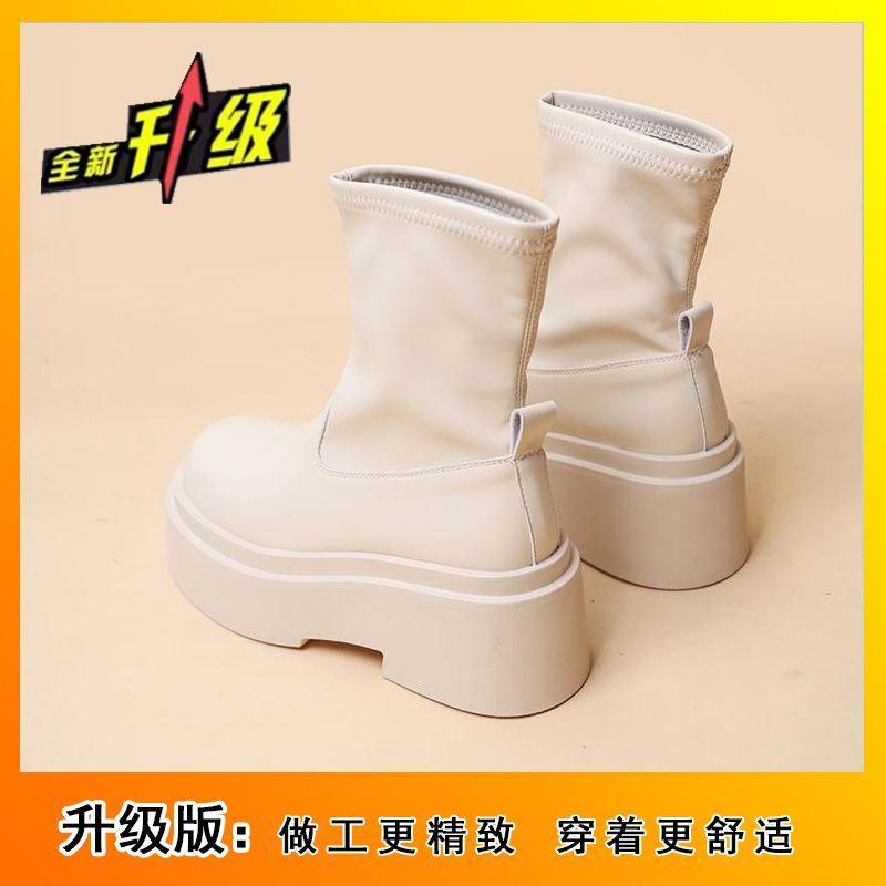 Popular boots small short boots women's 2025 new autumn and summer fashion versatile small man thick bottom foreign style thin boots women