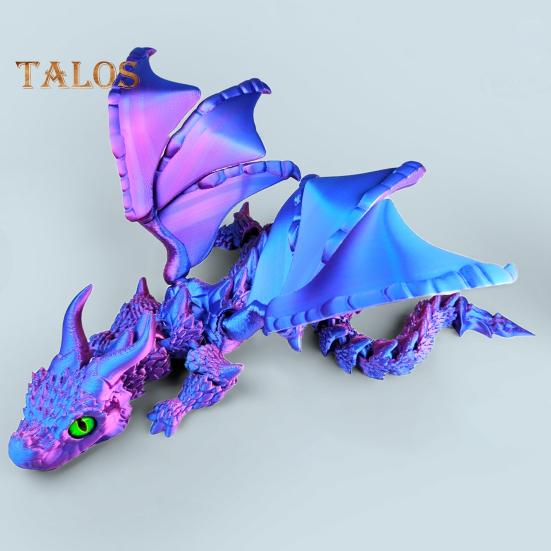 3D Baskılı Ejderha Süsü Kanatlı Eklemli Ejderha Esnek Ejderha Masa Evcil Hayvan Stres Giderici Oyuncak Yetişkinler Ev Ofis Dekoru