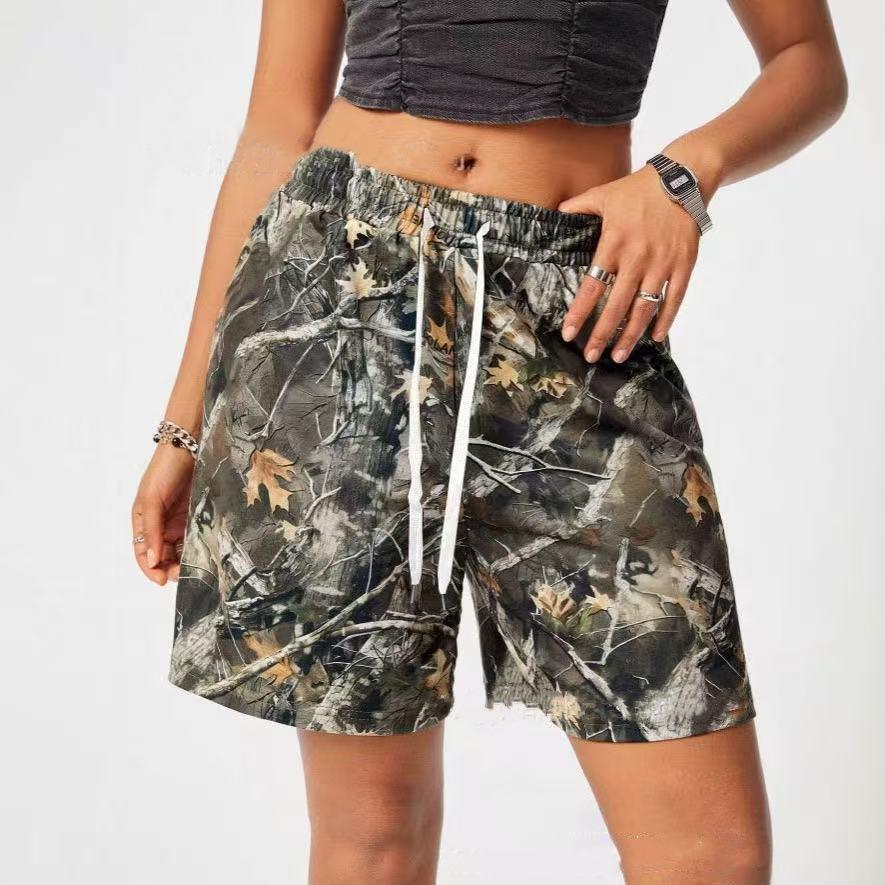 

Women s Loose Fit Camouflage Print Drawstring Shorts Medium