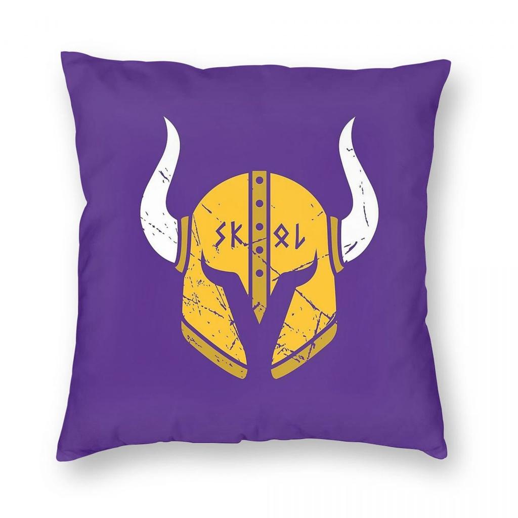 Skol Helmet Square Pillowcase Polyester Linen Velvet Creative Zip Decorative Throw Pillow Case Sofa Seater Cushion Cover