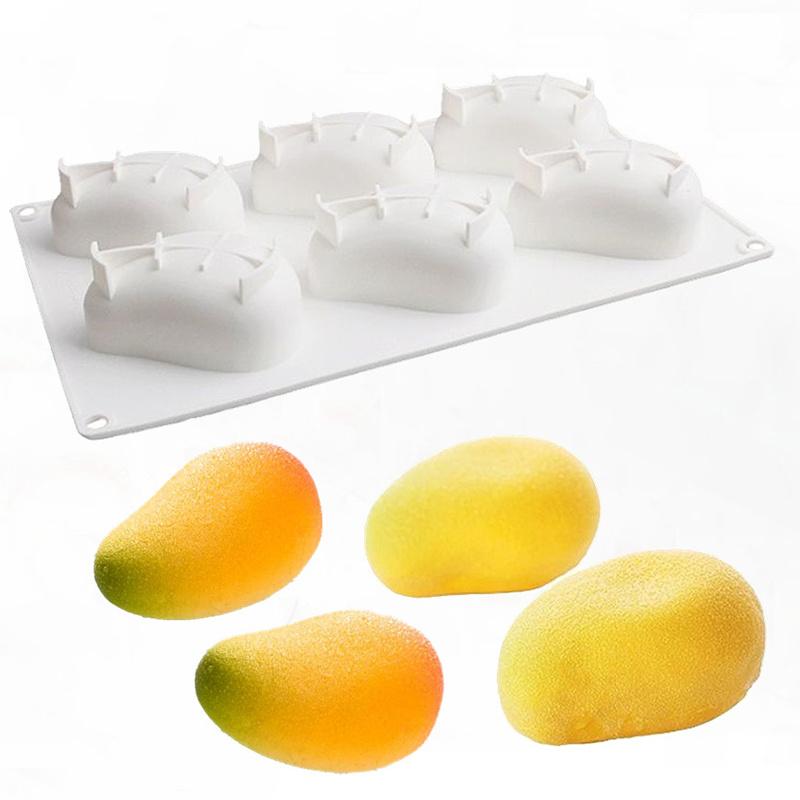 1Pc 3D Mango Shape Silicone Cake Mold Fruit Mousse Mould Chocolate Fondant Dessert Baking Molds Cake Decoration for Home Kitchen