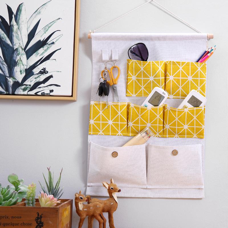Seven Pocket Hanging Cotton And Linen Hanging Bag, Door Storage Hanging Bag, Bathroom Storage Bag, Fabric Storage Hanging Bag