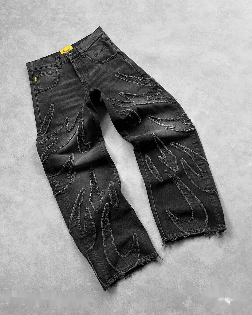 JYL Men's Flare Jeans American Vintage Slant Winter Slim High-Street Vibe Denim