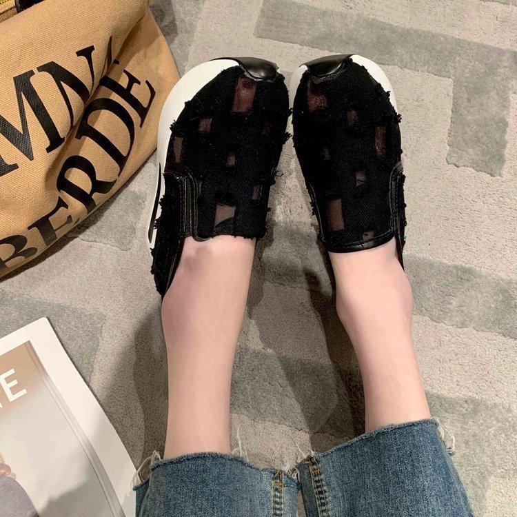 Damen Große Größen Atmungsaktive Innen-Höhenverstellende Einzelne Schuhe Sommer Neu Lässig Ein-Pedal Loafer