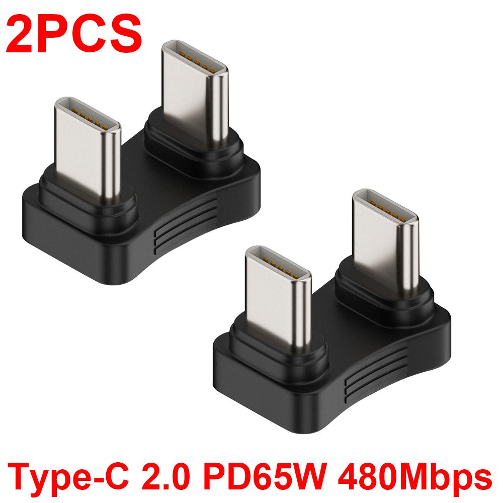 1/2PCS 180 Degree Angle USB C Adapter USB-C Male to Female Converter 20Gbps 140W Type C Charging Adapter for Steam Deck