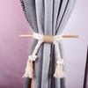 4 Pack Wood Stick and Braided Cotton Linen Rope Curtain Ties for Living Room Bedroom Window Drape Tiebacks Holdbacks