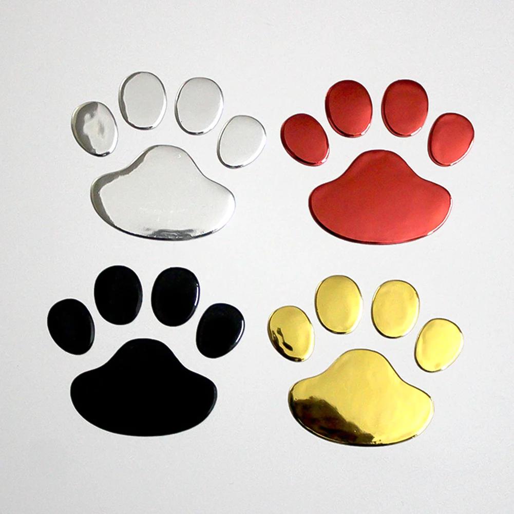 2Pcs/Set Car Stickers and Decals Paw 3D Animal Dog Cat Bear Foot Prints Footprint Decal Car Sticker Silver Red Black Golden