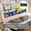LED Gestoffeerd Bed 180 x 200 cm, Gestoffeerd Opbergbed met USB-oplaadpoort en Hydraulische Opbergruimte, Huidvriendelijke Linnen Stof, Beige
