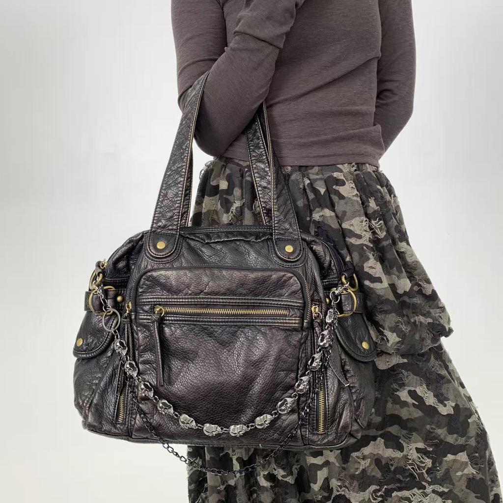 Street Maillard Tote Bag Large Capacity Multi-Pocket Personalized Street Shoulder Bag