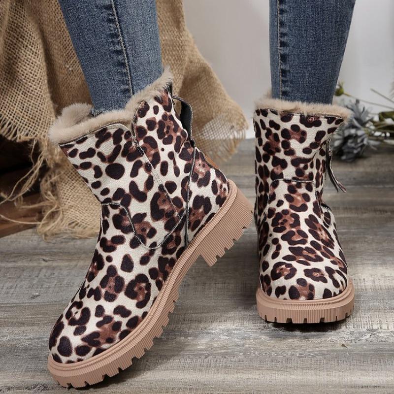 New Velvet Thickened Warm Short Snow Boots Women's Cross-border Cloth Side Zipper Round Head Large Size Short Boots