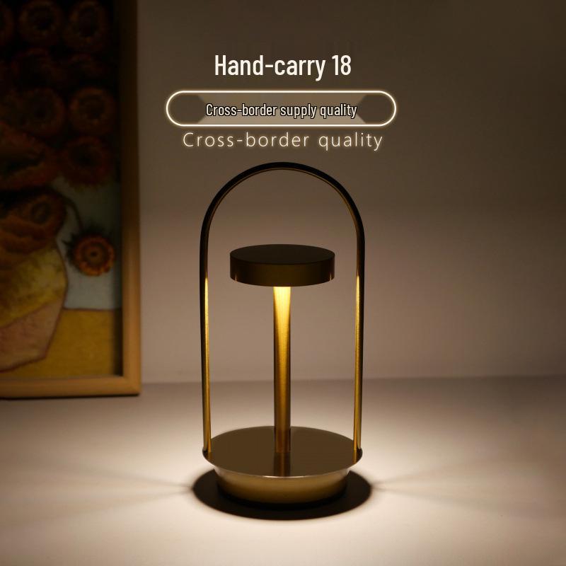 

Retro Metal Handheld Table Lamp for Indoor & Outdoor Use - Rechargeable Atmosphere Light for Bedrooms, Bedside, and Camping. Touch Three-Color USB Rechargeable