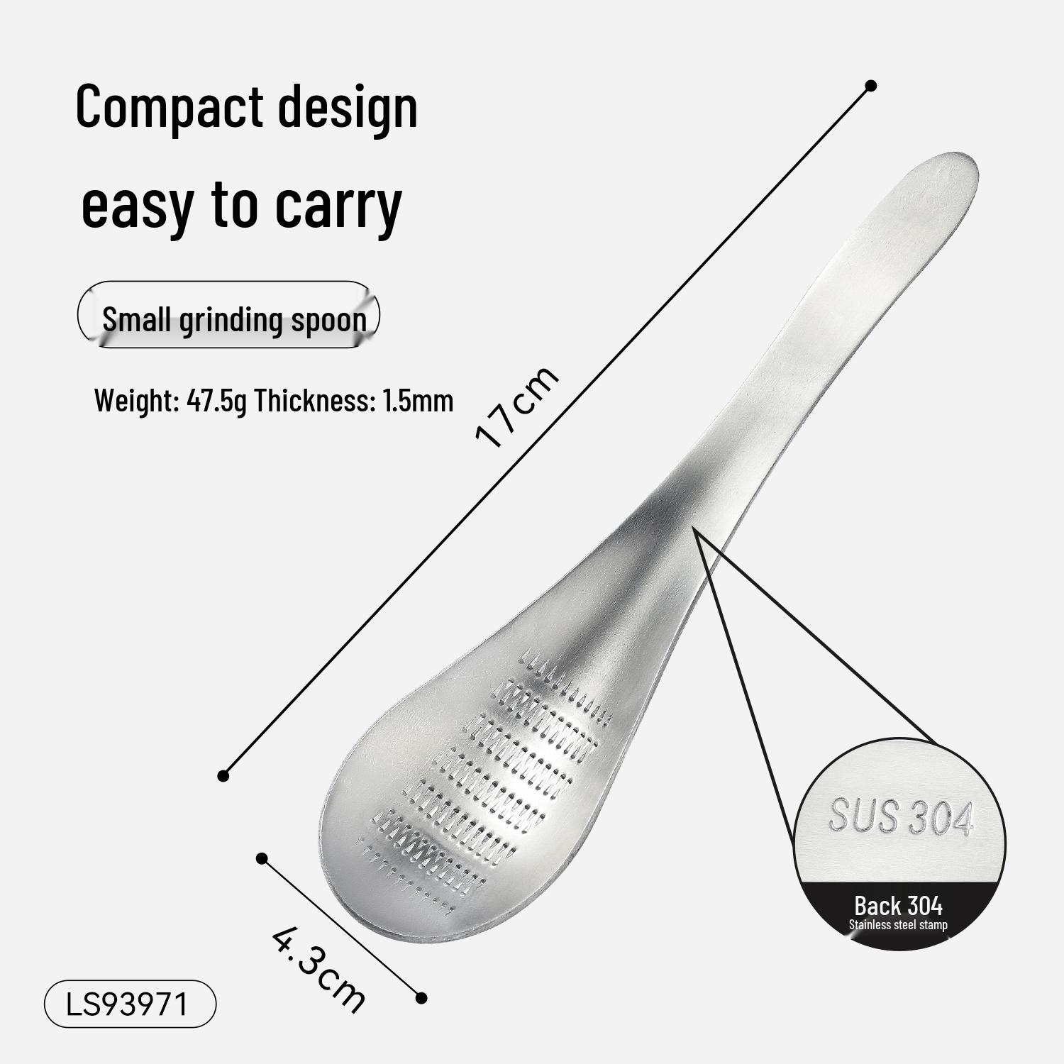 

Stainless Steel Garlic & Ginger Grating Spoon - Grinder, Juicer, Masher.