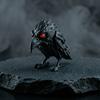 3D Printed Dark Crow Figurine, Spooky Raven Statue Sculpture, Realistic Miniature Bird Ornament for Halloween Home Office Decoration