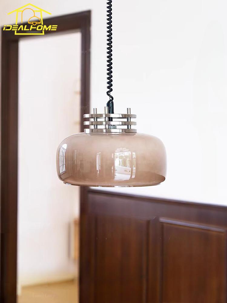 Medieval Wabi-sabi Cream Wind Glass Pendant Lights LED E27 Vintage Hanging Lamp Restaurant Kitchen Island Bedside Dining Room