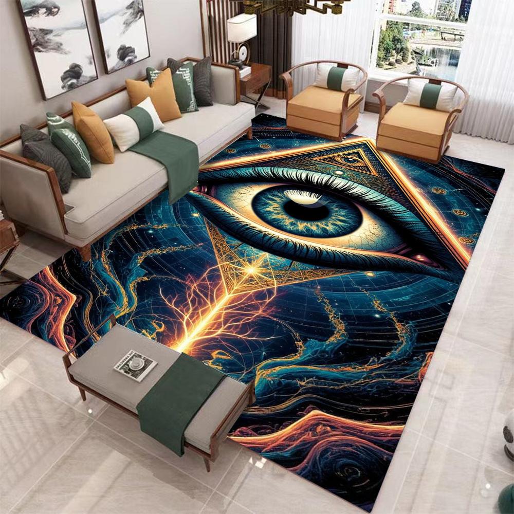 

Cosmic Eye Carpet Mat Rug Hamsa Hand Evil Eye Starry Sky Gold Mandala Modern Living Room Home Decor Non-Slip Soft Floor Mat 40x60cm