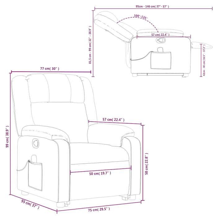 VidaXL Fauteuil inclinable de massage Noir Similicuir 3205157