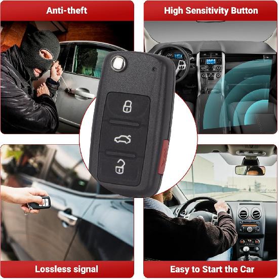 Key Fob Keyless Entry Remote Control Compatible With VW Beetle CC Eos Golf GTI Jetta Passat Passat CC Touareg Car Key Replacement For NBG010180T, Set