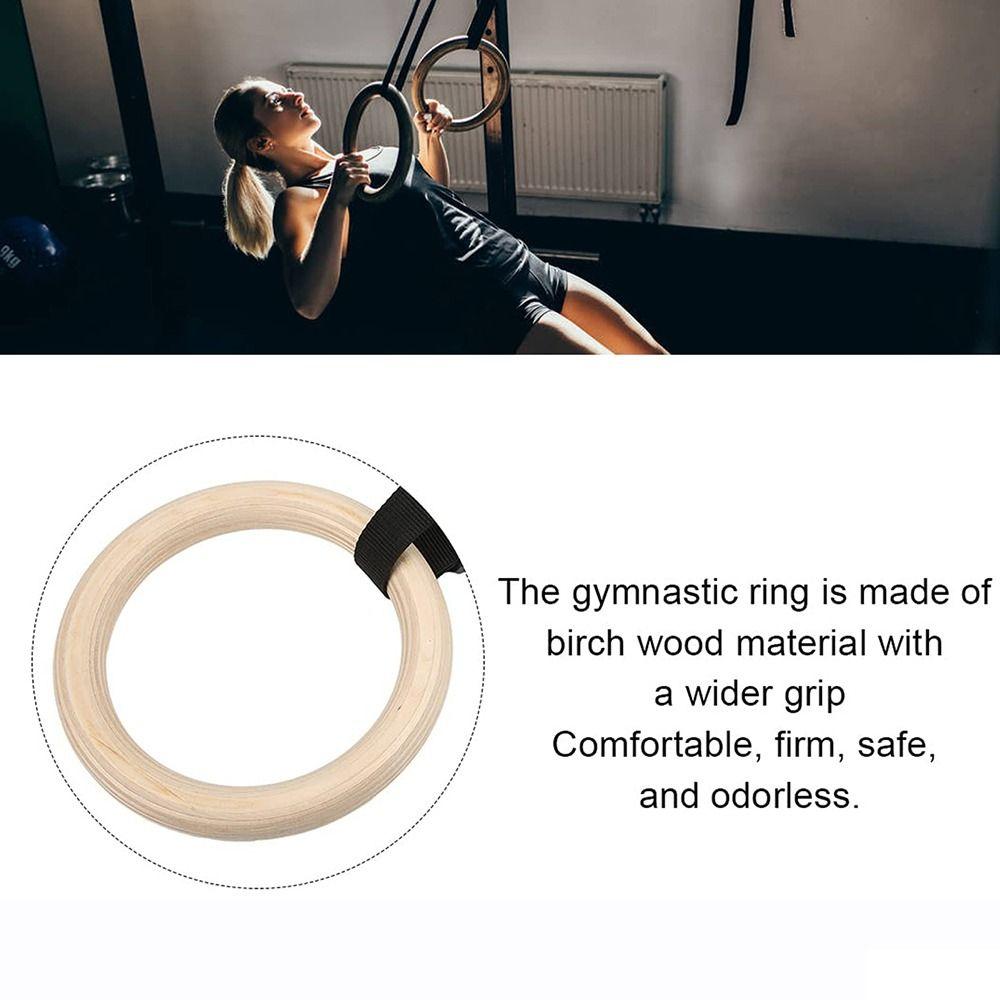 2 Piezas Aro de Fitness de Alta Resistencia Anillas de Madera Maciza para Dominadas Anillas Colgantes para Gimnasio Calistenia