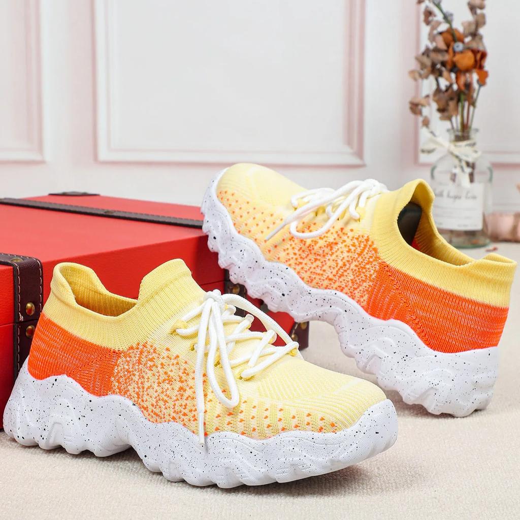 Breathable Platform Sneakers Knitted Chunky Shoes for Women Men Leisure Walking Shoes Trendy Socks Shoes Non-slip Wear-resistant