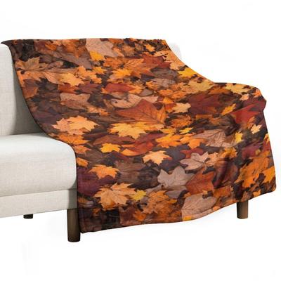 Herbstlaub im herbstlichen Braun Oktoberwald Tagesdecke Weihnachtsdekoration Niedlich Halloween Dekorative Tagesdecken