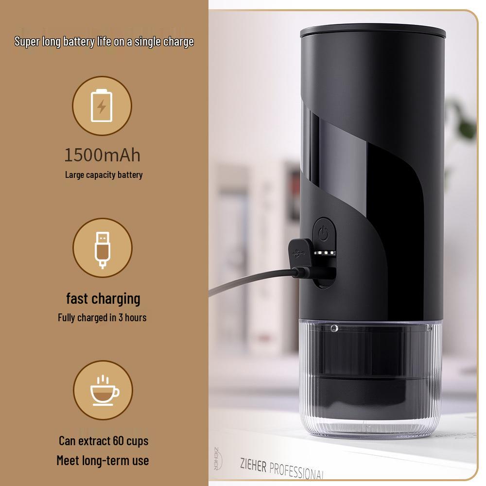 Portable Electric Espresso Machine for Travel, Car & Home - Stainless Steel with Powder Container