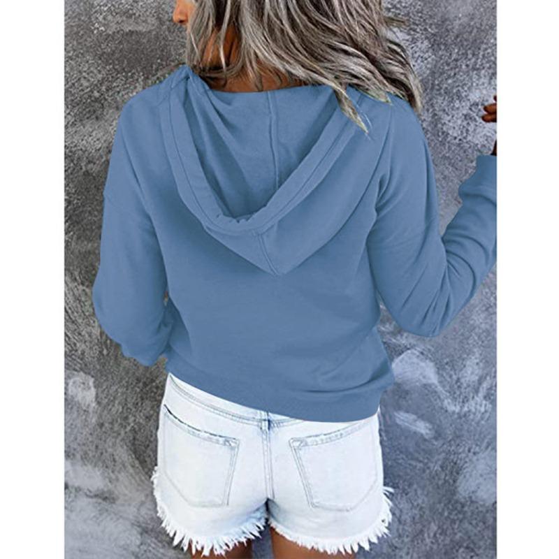 Women S Long Sleeve Loose Casual Hooded Sweatshirt With Drawstring Pockets