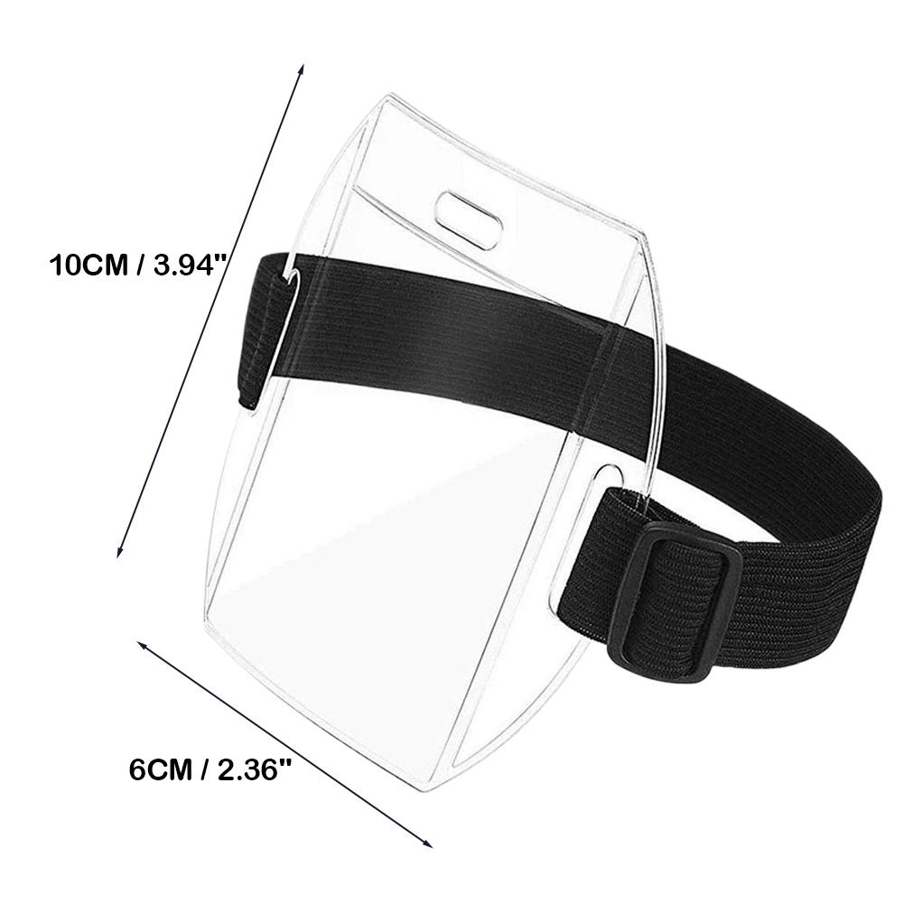 Elastic Arm Band ID Badge Holder PVC Plastic Card Holder Polyester Reflective Wristband ID Card Holder Arm Adjustable ID Badge