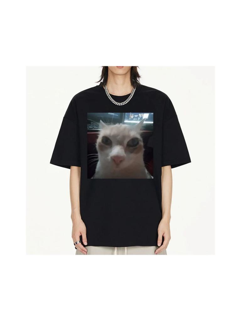 Funny El Gato Meme Sad Crying Cat Munchkin Kitty Meme Trendy Graphic Tshirt Men Women Harajuku Streetwear T-shirts Loose Tee7789