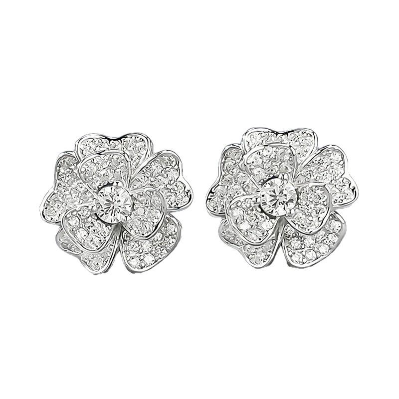 Exquisite S925 Silver Diamond Flower Stud Earrings - 2026 Fashionable Design