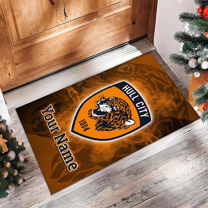 Hull FC Crystal Velvet Rug, Custom Name Text Personalized Non‑Slip Floor Mat for Home Decor Gift