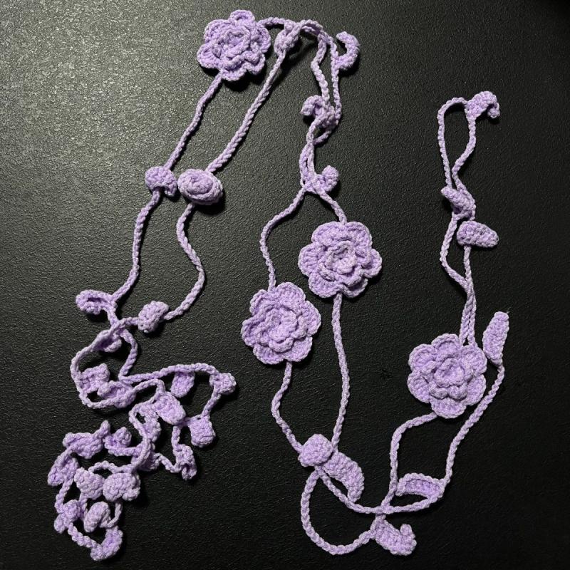 Temperament Rose Handmade Waist Chain Women'S Elegant Versatile Crochet Flower Long Necklace Decorative Skirt Belt Accessories
