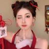 Red Fu Character Firecracker Tassel Earrings: Unique, Sweet, Festive Chinese Style Jewelry for Women