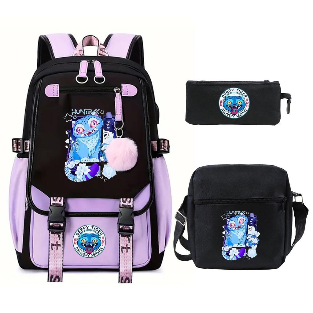 Witch Hunters Cartoon Peripheral Printing Children's Backpack Cross-border New Student School Bag Three-piece Shoulder Bag Pencil Bag