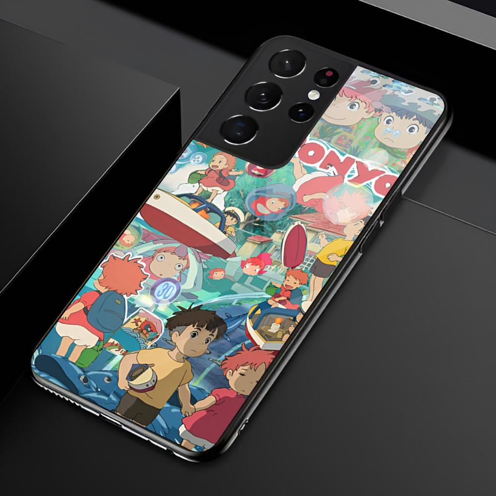 Cartoon P-Ponyo Phone Case For Samsung S25 S24 Ultra 23 Fe 22 Plus Galaxy A54 A55 A16 A13 A24 A15 A25 Glass Cover