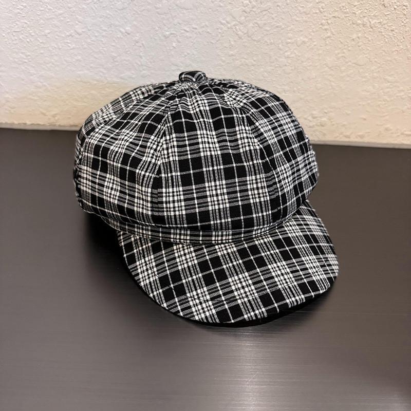 Vintage Plaid Octagonal Hat For Women With Sun Protection And Breathability For Spring And Autumn Fashion