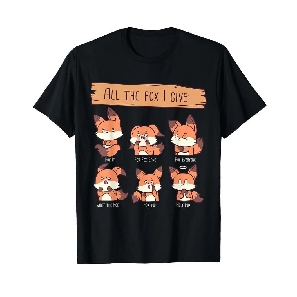 Schau dir all die Füchse an, die mir egal sind Lustige Rote Füchse Kein Interesse T-Shirt Vintage Leicht Lässig Bequem Unisex Mode