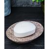Crocon Natural Galenite Soap Tray for Bathroom & Kitchen – Premium Granite Stone Oval Soap Dish with Self-Draining Waterfall (Size: 5x4 Inches)