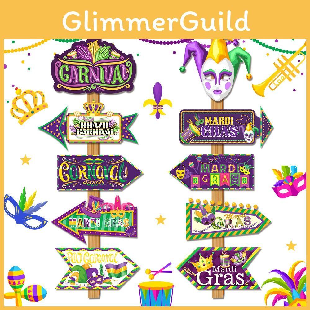 Gras Mardi Festival Paper Yard Signs With Clown Design For Decorations Party