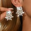 TEMU Unique Rhinestone Dangle Earrings - Large, Fashionable, Versatile, and Perfect for Banquets and Evening Gowns.
