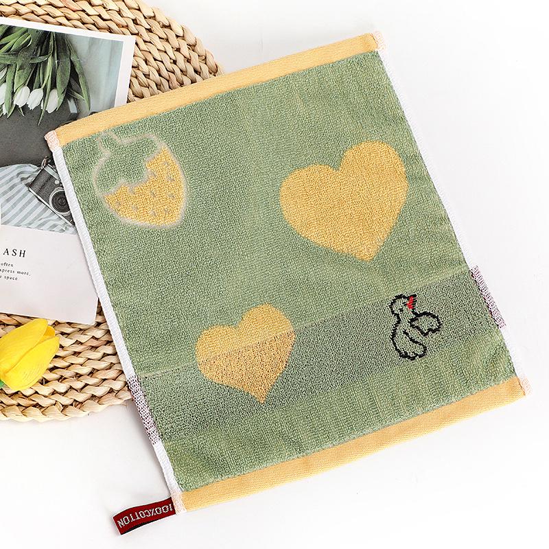 Cartoon Puppy Bear Quick-Drying Jacquard Hand Towel, 100% Cotton, 25x25 cm.