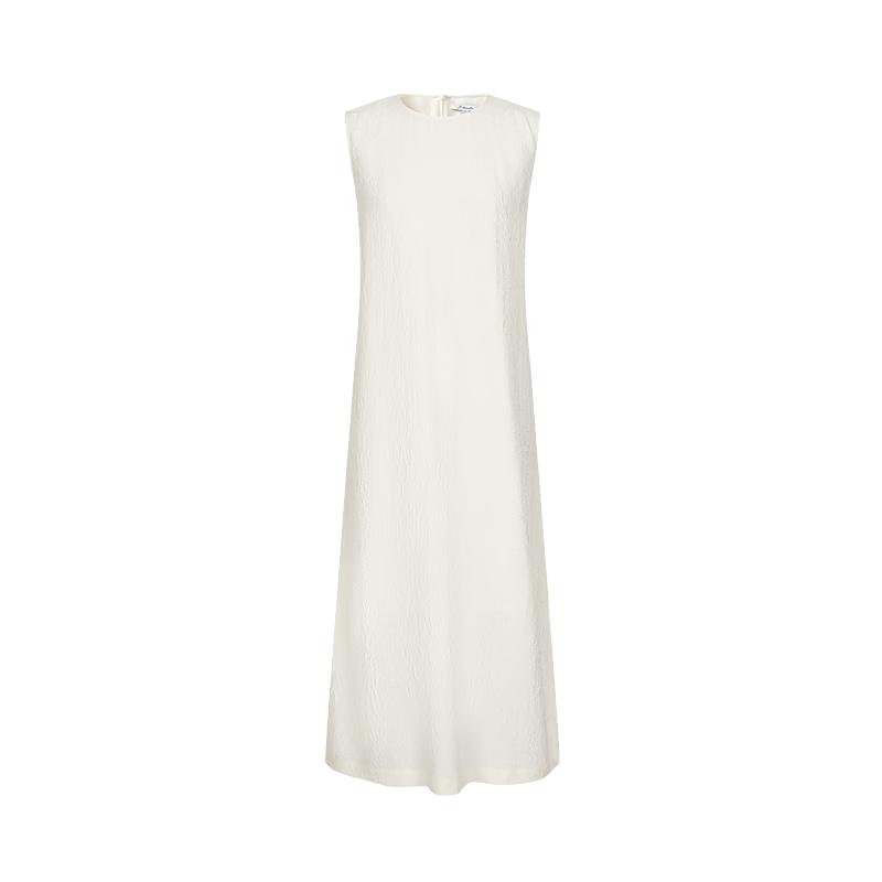 JUZI Annakou White Moonlight Silk Jacquard Sleeveless Dress S