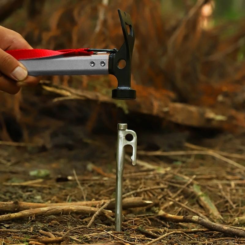 Multifunctional Tent Stake Ergonomic Aluminum Hammer with Sponge Grip For Camping Hiking Outdoor Accessories
