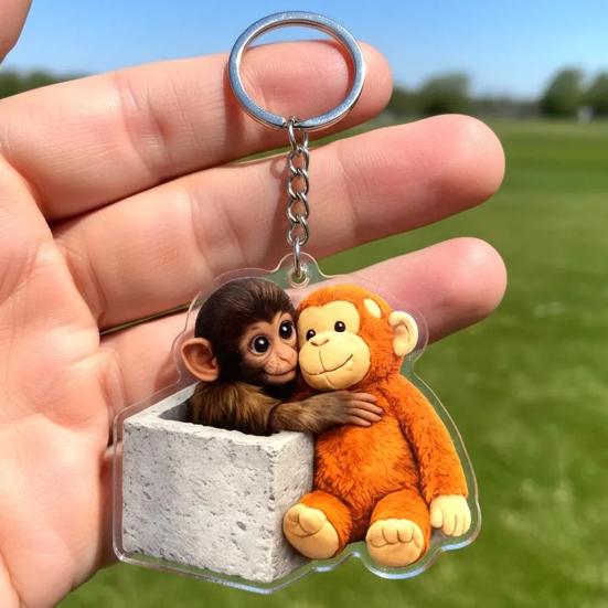 Keychain Pendant 3D Monkey Hug Charm Key Chain Backpack Purse Car Keys Mini Accessories Decorative Bag Strap Charm