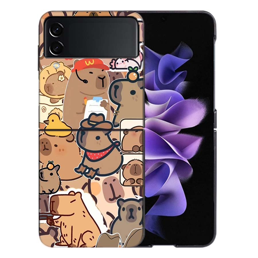 Cute Cartoon Capybara Coque For Samsung Z Flip7 6 Galaxy Case Shockproof Z Flip5 Z Flip3 4 5G Hard Cover Phone TPU PC Hard Fund