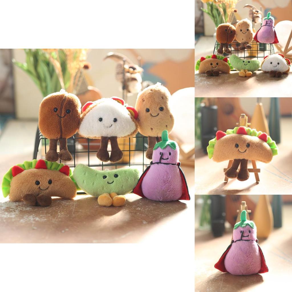 Adorable Cute Sandwich Plush Toy Keychain Hamburger Eggplant Doll Accessory