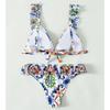 Traje de baño de verano de encaje sexy de 2 piezas con estampado de flores, conjunto de bikini push up, ropa de playa para mujer