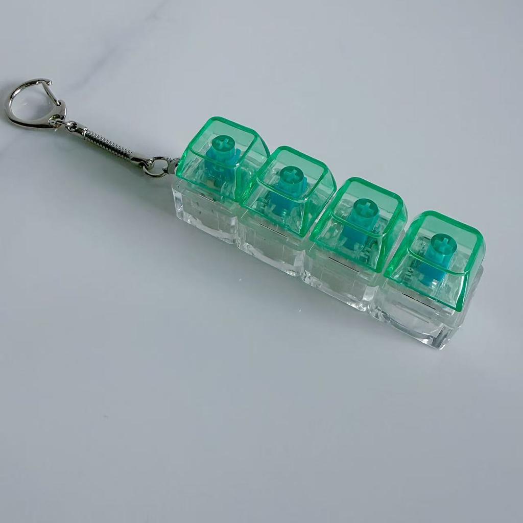 Creative Press Mechanical Keyboard With Lamp Decompression Artifact Personalized Keychain Vent Toy Transparent Schoolbag Buckle